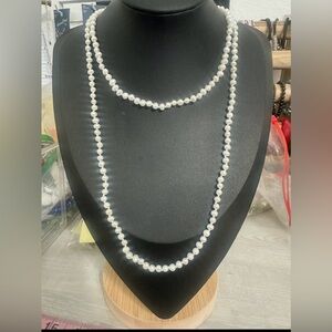 Freshwater Pearl Necklace Hand Knotted Baroque Long Opera Length